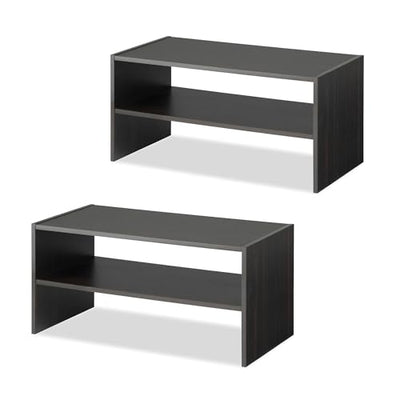 Whitmor Wood Stackable 2-Shelf Shoe Rack, 24 INCH, Espresso,2 Pack