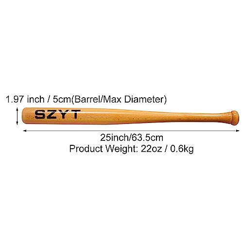 SZYT 25 inch Wood Baseball Bat Self-Defense Softball Bat Home Defense Lightweight Yellow SZYT