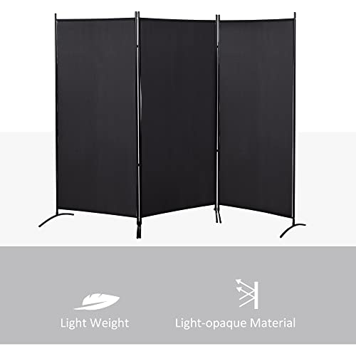 HOMCOM 6 Ft Tall 3 Panel Fabric Room Divider, Freestanding Partition Wall Divider, Folding Privacy Room Separator for Indoor, Home Office, Black HOMCOM