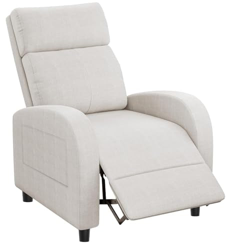 Homall Recliner Chair, Recliner Sofa for Adults, Recliners Home Theater Seating with Lumbar Support, Reclining Sofa Chair for Living Room (Fabric, Beige)