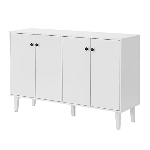 Panana Sideboard Buffet Cabinet Kitchen Storage Cabinet Living Room 4 Doors Console Table (White) Panana