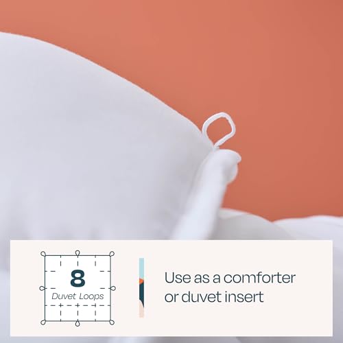 Linenspa White Down Alternative Comforter and Duvet Insert, for Full Size Bed – All-Season Comforter with Box Stitch and 8 Duvet Loops – Bedding for Kids, Teens, and Adults Linenspa