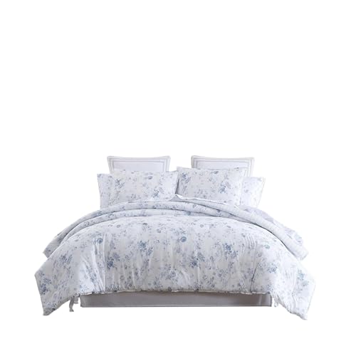 Laura Ashley - Twin XL Comforter Set, Soft & Reversible Cotton Bedding for Year Round Use, 2 Piece Bed Set with Matching Pillowcase (Belinda Blue) Laura Ashley