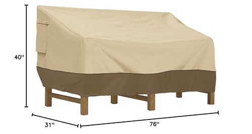 Classic Accessories Veranda Water-Resistant 76 Inch Deep Seated Patio Sofa/Loveseat Cover, Patio Furniture Covers Classic Accessories