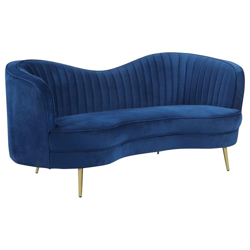 LOKLINGHK Upholstered Blue Loveseat with Vertical Tufting LOKLINGHK