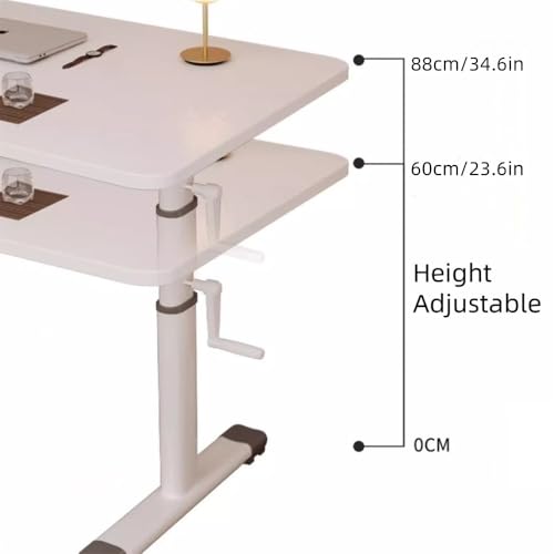 VyhPJg Ergonomic Workstation, Height Adjustable Computer Desk, Manual Crank Standing Desk with Drawer, Sit-Stand Study Desk for Bedroom, Living Room, Office(39.4x23.6in) VyhPJg
