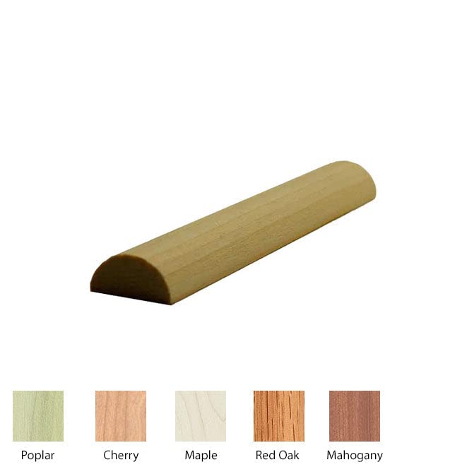 EWHR11 Half Round Moulding Trim, 3/8" x 3/4", Maple, 94" Newmouldings