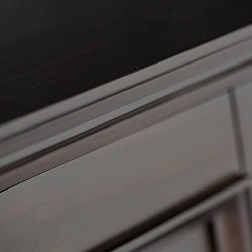 SIMPLIHOME Amherst SOLID WOOD 32 inch Wide Transitional Low Storage Cabinet in Hickory Brown for the Living Room, Entryway and Family Room SIMPLIHOME