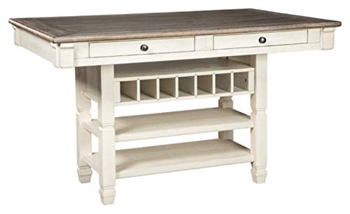 Signature Design by Ashley Bolanburg Farmhouse Counter Height Dining Room Table, White & Brown Signature Design by Ashley