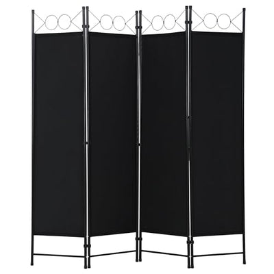 FDW 4 Panel Room Divider and Folding Portable Partition Screen, 6FT Wall Divider Screen for Dorm Bedroom Office, Coal Black