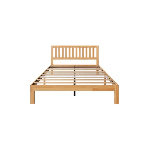 Novilla 12 Inch Queen Bed Frame with Headboard, Queen Size BedFrame with Headboard Classic Wooden Bed Frame Queen Size with Wood Slat Support, No Box Spring Needed, Easy Assembly, Natural Grain Wood Novilla
