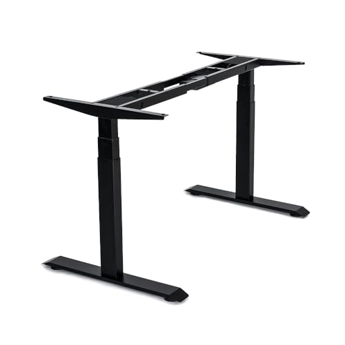 VWINDESK VJ201-S3 Electric Height Adjustable Sitting Standing Desk Frame Only/Sit Stand - Dual Motors 3 Segment Motorized Desk Base Only,Black VWINDESK