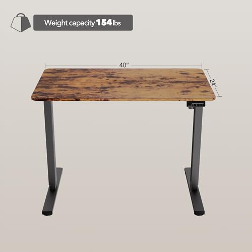 LongKe Electric Standing Desk Adjustable Height, 40x24 Inches Sit Stand up Desktop for Home Office, Ergonomic Rising Computer Table with Memory Preset,Rustic Brown LongKe
