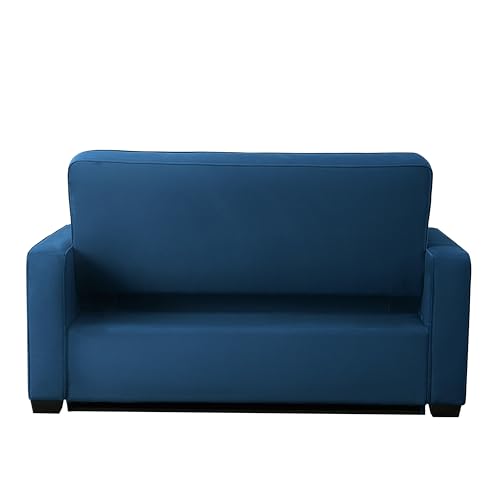 Serta Ainsley 66.5" Convertible Sleeper Loveseat, Full Size, Dreamcoil Comfort, Soft Velvet Fabric, Navy Serta