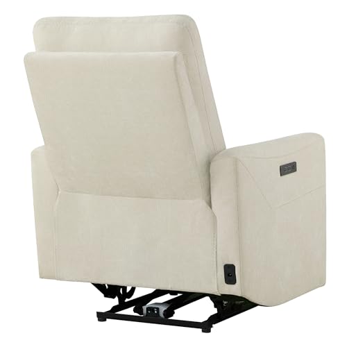 CHITA Power Recliner Chair for Adults, Electric Zero Clearance Wall Hugger Recliner for Small Spaces, Modern Living Room and RV Recliner Chair with Adjustable Power Headrest & Charging Ports, Cream