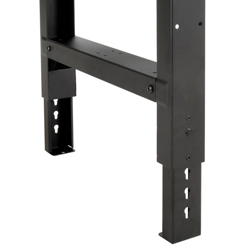 Global Industrial Adjustable Height Workbench C-Channel Leg, 2000 Lbs Capacity, 60" W x 30" D, 1-3/4" Maple Top Safety Edge, Black Frame, Industrial Workbench Global Industrial
