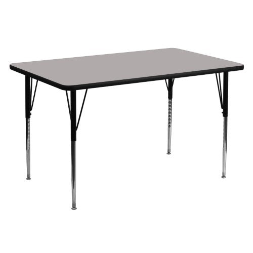 Flash Furniture Wren 30''W x 60''L Rectangular Grey HP Laminate Activity Table - Standard Height Adjustable Legs Flash Furniture