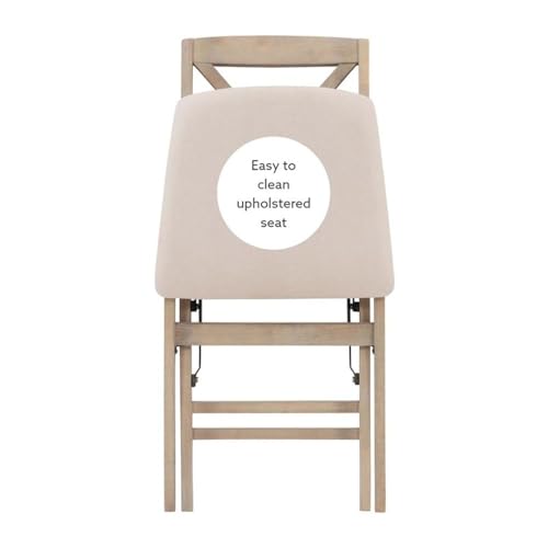 Linon Triena 19" Transitional Wood X-Back Folding Chairs with Padded Seat, Fully Assembled in Graywash (Set of 2) Linon