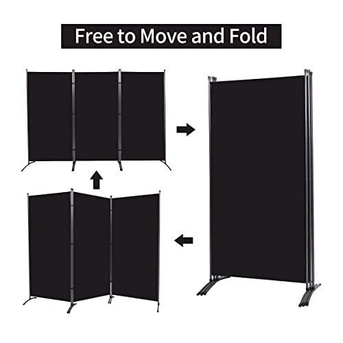 JVVMNJLK Indoor Room Divider, Portable Office Divider, Room Divider Wall Screen 3 Panel, Folding Partition Privacy Screen Walls Dividers for Room Separator 102" W x 71.3" H,Black JVVMNJLK