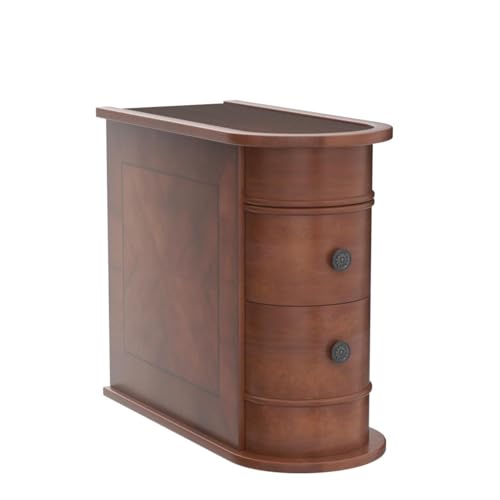 Tribesigns End Table Set of 2, Sofa Side Table with Storage No Assembly Required, Slim Nightstand with 2 Drawers, Vintage Wood Chairside Bedside Narrow Accent Tables for Living Room Bedroom Couch Tribesigns