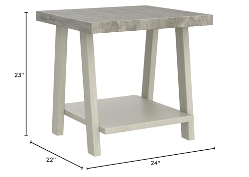 Roundhill Furniture Athens Contemporary Two-Tone Wood Shelf End Table, Weathered Gray and Beige Roundhill Furniture