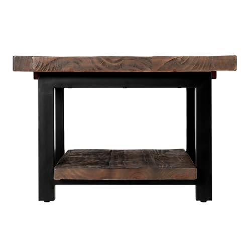 Pomona 27-Inch Rustic Square Coffee Table – Solid Pine Wood with Natural Weathered Finish and Industrial Metal Legs – Small Space Living Room Accent by Alaterre Furniture Alaterre Furniture