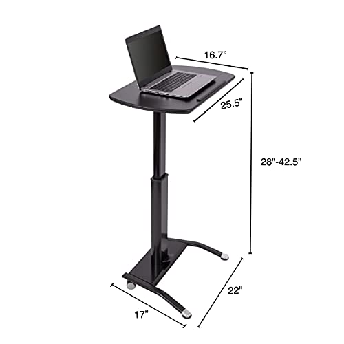 Stand Up Desk Store Pneumatic Adjustable Height Tilting Laptop Lectern Speakers Podium (Black, 25.5" Wide) S Stand Up Desk Store