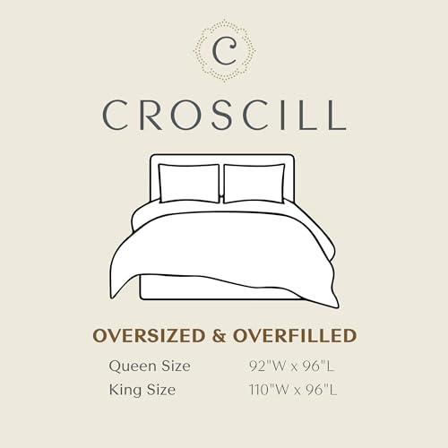 CROSCILL King Comforter Set, Luxe Chenille Jacquard Floral Medallion, Microfiber Twill Comforter for a King-Size Bed, Oversized Comforter King Bedding, 2 Shams & Bedskirt, Loretta, Beige 4 Piece Croscill