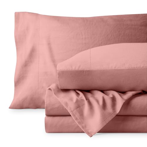 Bare Home Full Sheet Set - Luxury 1800 Ultra-Soft Stonewashed Microfiber - Double Brushed - Deep Pockets - Easy Fit - Breathable Bedding - Sheet Sets & Pillowcases (Full, Stonewashed Dusty Rose) Bare Home