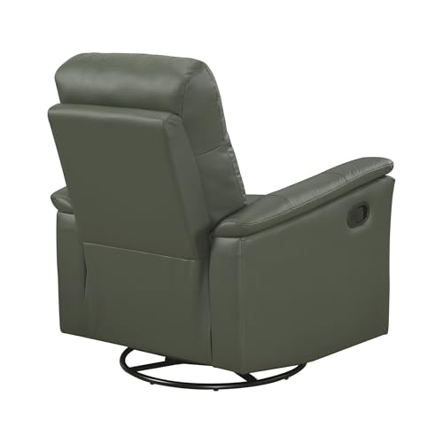 Lexicon Swivel Glider Recliner Chair, Comfy Nursery Glider, Top Grain Leather Match Recliner, Manual Reclining Chair for Living Room/Office/Apartment, Green Lexicon