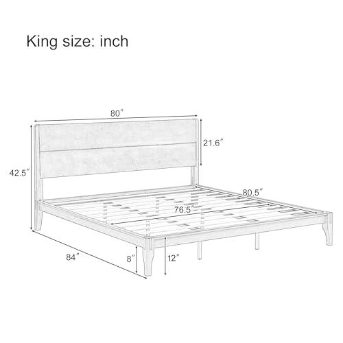Merax King Size Bamboo Platform Bed, Mid-Century Modern Bed Frame with Tall Headboard, Solid Sustainable Bedframe King-Size, Wood Slat Support, No Box Spring Needed, Easy Assembly, Espresso Merax