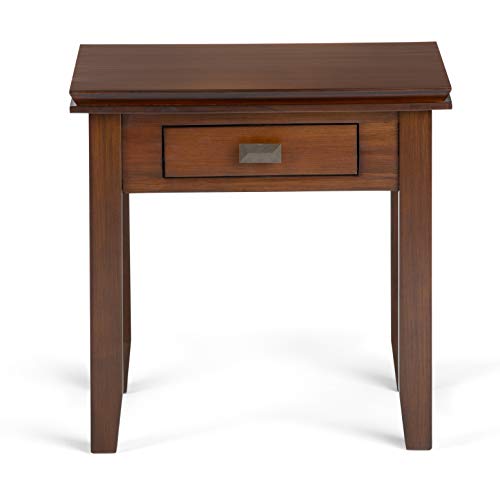 SIMPLIHOME Artisan SOLID WOOD 21 inch wide Square End Side Table in Russet Brown with Storage, 1 Drawer, for the Living Room and Bedroom SIMPLIHOME