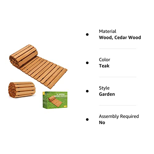 TONAHUTU 8FT Wooden Garden Pathway,Roll Out Wooden Pathway Weather-Resistant Walkway for Outdoor Patios 17" W Roll Out Hardwood Walkway with Non-Slip TONAHUTU