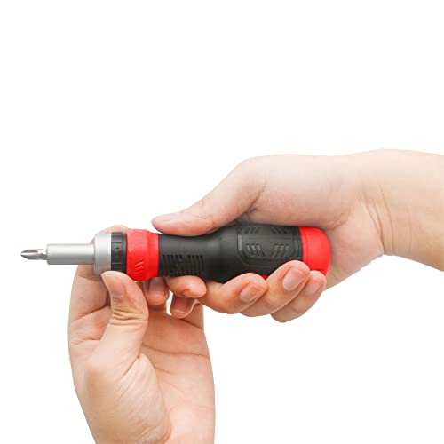 SHARDEN Ratchet Screwdriver 13-in-1 Ratcheting Screwdriver Set Multi Screwdriver Tool All in One with Torx Security, Flat Head, Phillips, Hex, Square and 1/4 Nut Driver Sharden