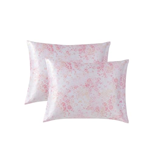 Betsey Johnson - Queen Duvet Cover Set, Silky Smooth Bedding with Shiny Satin Weave & Internal Corner Ties, 3 Piece Bed Set with Matching Pillowcases (Butterfly Garden Pink) Betsey Johnson