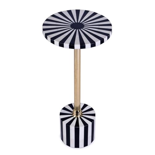 Butler Specialty Company Zane Brass and Bone Inlay Round Side Table -Black White Butler Specialty Company