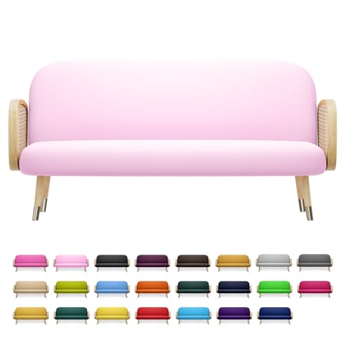 MoNiBloom Queen Size Futon Cover, Armless Stretch Futon Slipcover Armless Sofa Cover Furniture Protector, Durable & Washable Zippered Futon Couch Cover for Adults Kids and Pets, LightPink MoNiBloom
