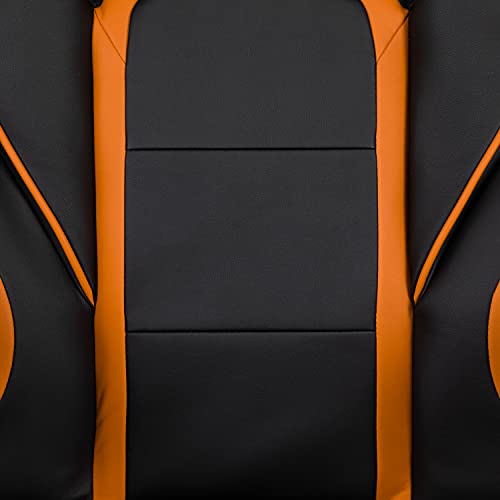Flash Furniture X40 Gaming Chair Racing Ergonomic Computer Chair with Fully Reclining Back/Arms, Slide-Out Footrest, Massaging Lumbar - Black/Orange Flash Furniture