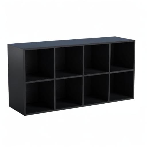 OSCHF 8-Cube Storage Shelf Bookcase - Wooden 4-Tier Floor Standing Open Bookshelf, Modern TV Stand up to 55 Inchs for Home and Office, Black OSCHF