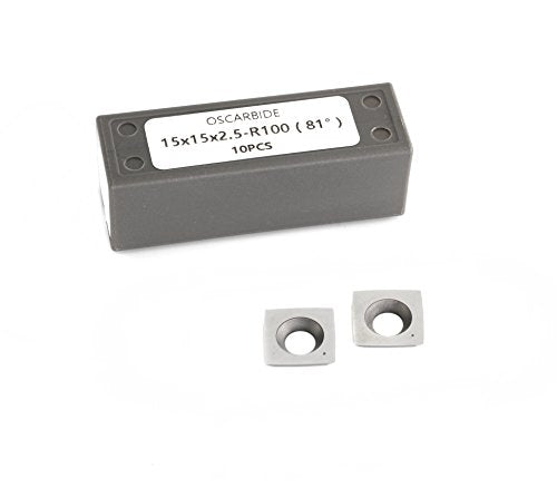 OSCARBIDE Byrd Shelix Carbide Inserts Replacement Cutters (15x15x2.5mm R100-81°) 15mm Square Carbide Cutters with 4" Edge Radius for Woodworking OSCARBIDE