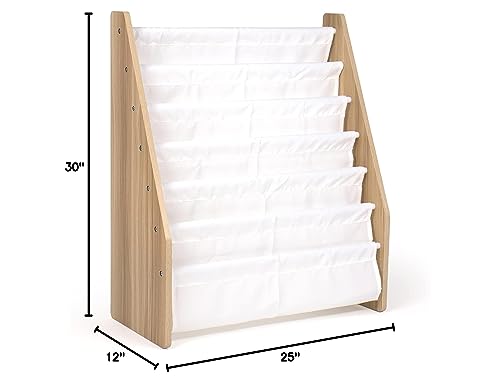 Humble Crew, White/Natural Wood Super Size 6 Tier Kids Book Rack Humble Crew