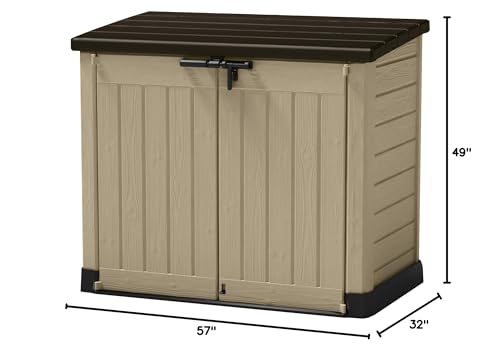 Keter Store-It-Out MAX 4.8 FT X 2.7 FT Durable Outdoor Storage Shed Made from Weather Resistant Resin 42 Cubic Feet Beige/Brown Keter