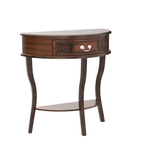 Touch of Class Pennington Console Table Natural Cherry - Handcrafted Wood - Half Circle Moon - Victorian Style - Elegant Regal Furniture Tables for Entryway - 30 Inches High Touch of Class