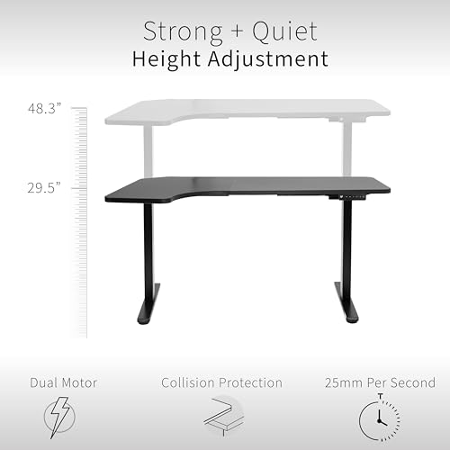 VIVO Electric Corner 58 x 35 in Dual Motor L Shape Motorized Stand Up Desk, Memory Height Adjustment, Reversible Black Top, Black Frame, DESK-KIT-E2RB VIVO