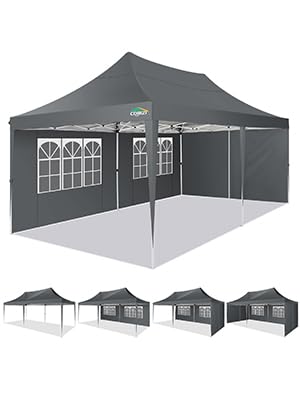 COBIZI 10x20 Pop Up Canopy with Sidewalls,Waterproof & UV50+,Tents for Parties,Outdoor Gazebo for Backyard,Suitable for Weddings, Events,and Markets,Vending Gray COBIZI