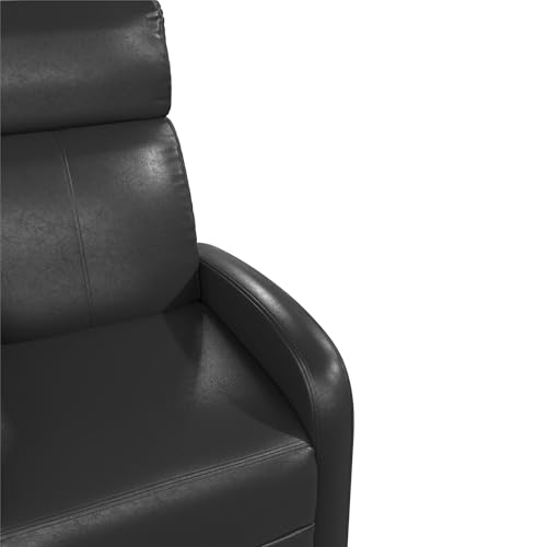 DHP Bobby Pushback Recliner Chair for Living Room, Ergonomic Comfort, Reclining Sofa Chair, Black Faux Leather DHP