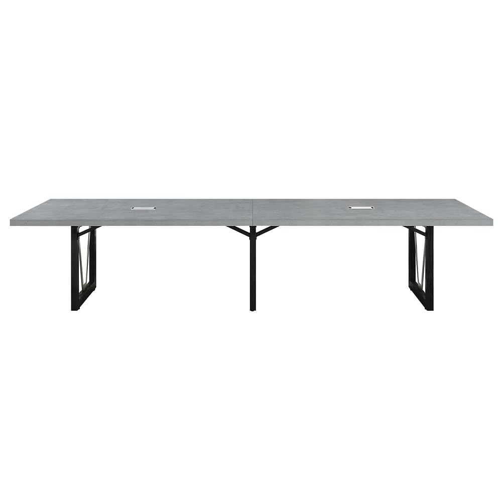 NBF District 10' Conference Tables - Laminate Conference Room Tables - Durable Office Meeting Table - Training Tables for Brainstorming Collaboration Sessions (47.2"D x 120"W x 1.96"H, Black, Gray) nbf signature series