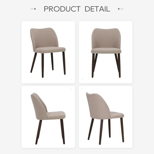 COLAMY Upholstered Dining Chairs Set of 4, Fabric Dining Room Kitchen Chairs with Padded Seat and Wood Legs for Restaurant/Cafe, Camel COLAMY
