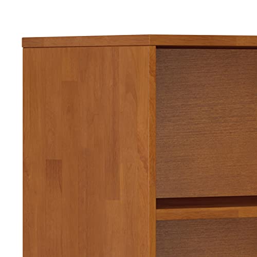 SIMPLIHOME Harper SOLID HARDWOOD 24 Inch Mid Century Modern Bookcase with Storage in Teak Brown, For the Living Room, Study Room and Office SIMPLIHOME