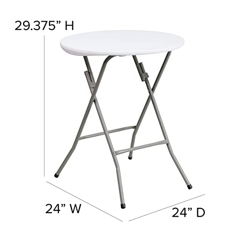 Flash Furniture Elon 2' Round All-Occasion Plastic Folding Event Table, Foldable Portable Banquet Table for Indoor/Outdoor Events, White Flash Furniture